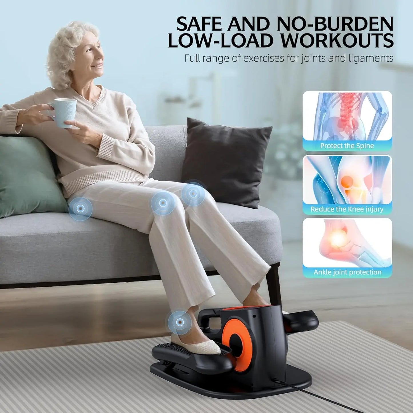 Under Desk Elliptical, Quiet Portable Electric Seated Pedal Exerciser with Remote Control and Adjustable Speeds for Home Office