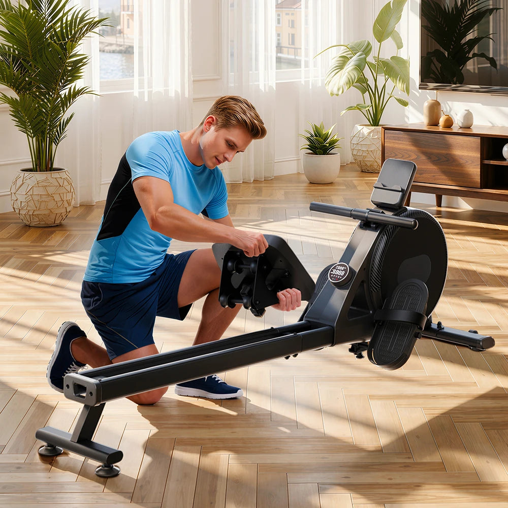 Home Rowing Machine 32Level Adjustable Resistance 300LBS Trainer Row Machine LED Monitor Tablet Holder Bluetooth Fitness Machine