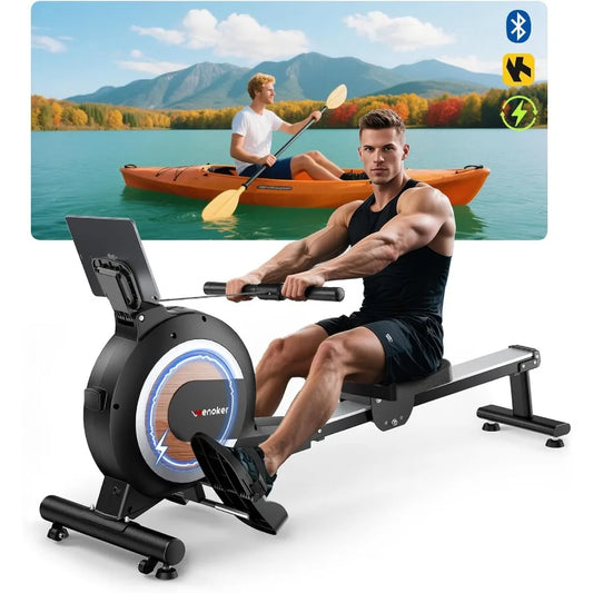 Rowing Machine, Magnetic Rowing Machine for Home, Upgraded 32-Levels Quiet Resistance with Smart Electronic Knob, 350 LBS Weight