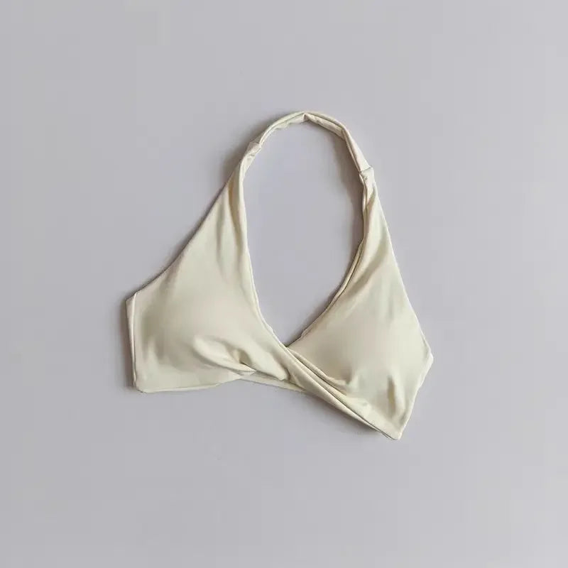 Women Halter Twist Front Open Back Sports Bra Removable Padded Push Up Yoga Top Soft Skin-friendly Fitness Pilates Crop Bra